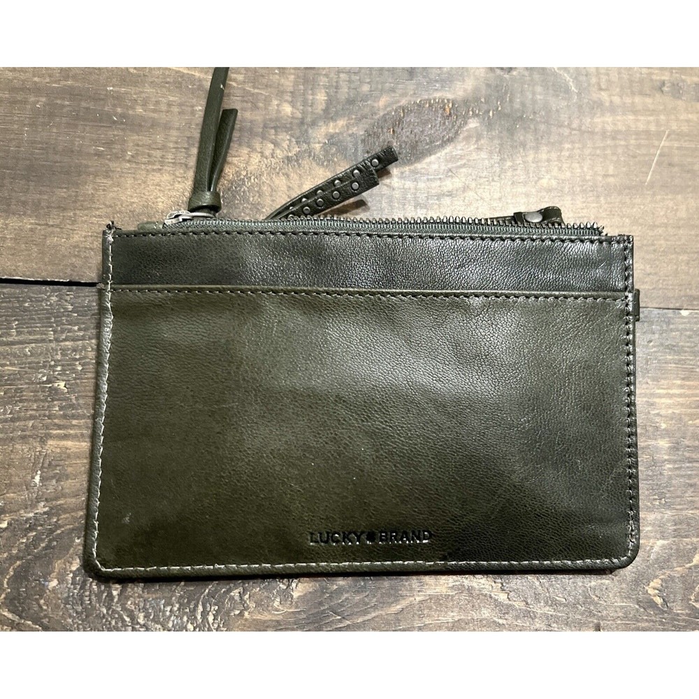 lucky brand leather clutch wallet Leather Clean Dark Brown 4 3/4 X 7 1/4